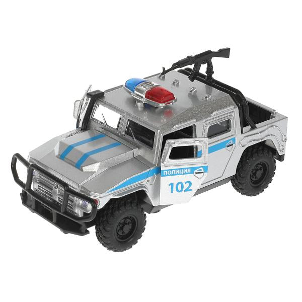Technoparc. Machine "ВПК АМН Полиция" 12 cm, métal noir et blanc, sac, art.AMNPICKUP-12SL-POL-GY