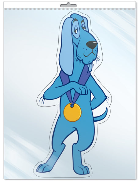 *ФМ2-12401 ПЛАКАТ ВЫРУБНОЙ А4 В ПАКЕТЕ. Пес из мультфильма Бременские музыканты (блестки в лаке, в индивидуальной упаковке, с европодвесом и клеевым клапаном)