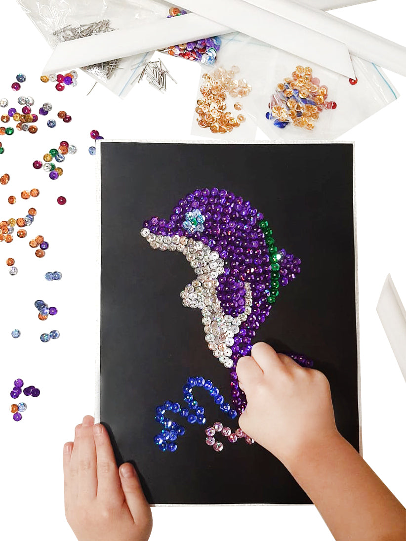 01531 Картина из пайеток. Дельфин