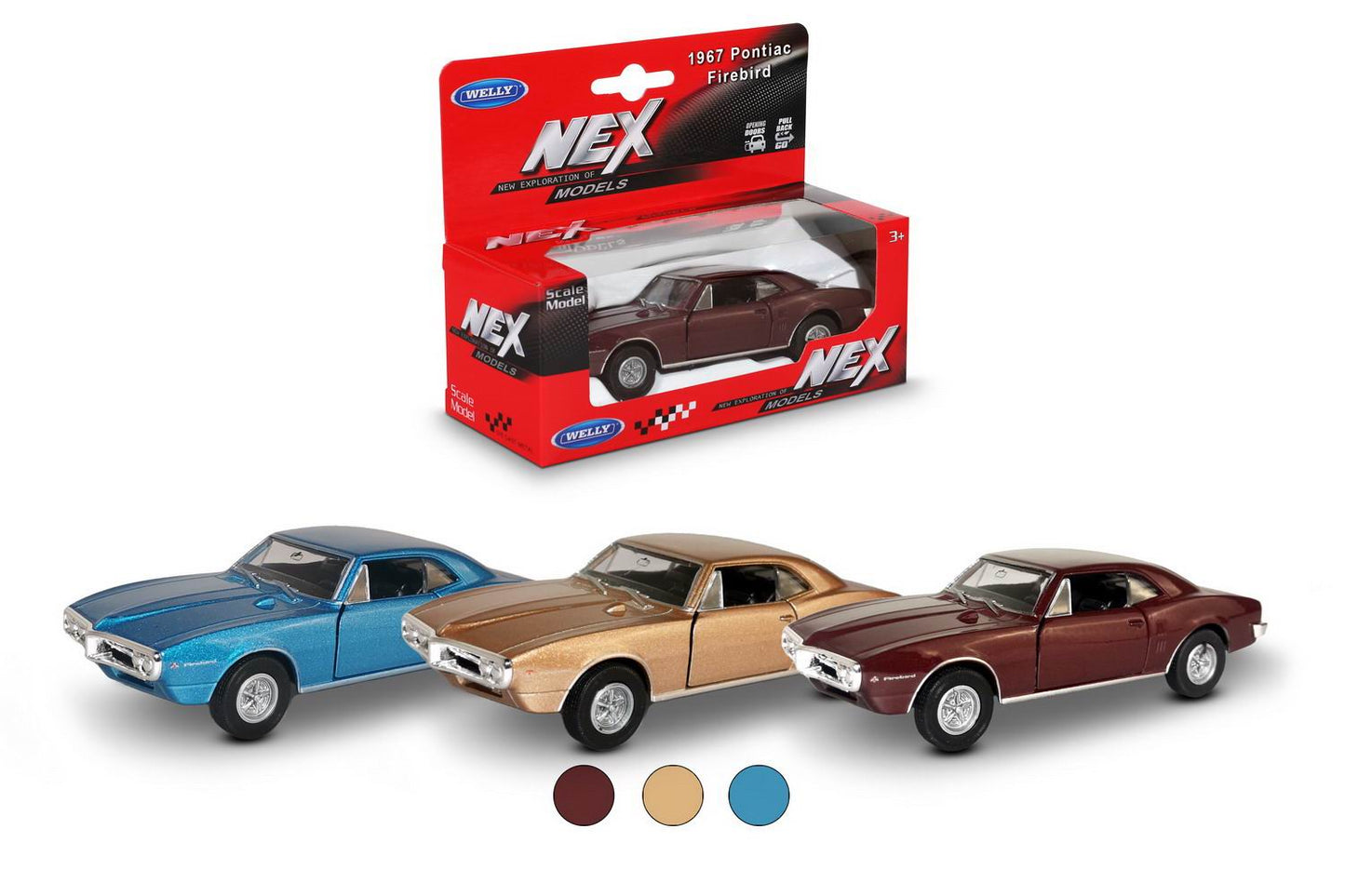 Welly. Машинка 1:38 "Pontiac Firebird 1967" пруж. мех., цвет в ассорт. арт.43715W