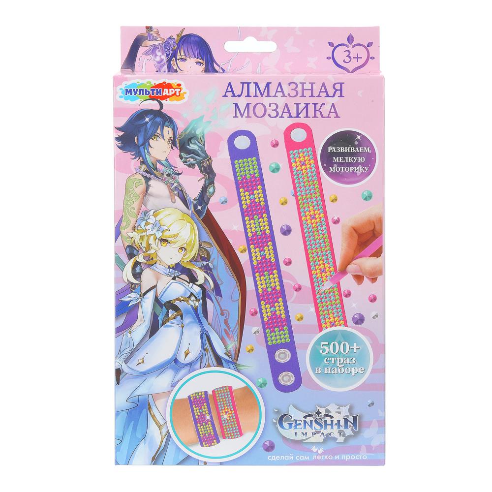 Браслеты алмазной мозаикой 2 шт, genshin МУЛЬТИ АРТ в кор.100наб