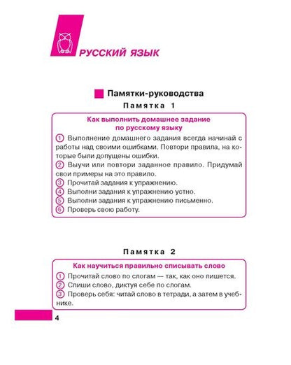 Памятки для учащихся 1-4 классов: Русский язык. Чтение. Математика. Природоведение.