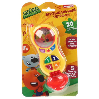 Музыкальный телефон Ми-ми-мишки 5 песен из м/ф, телефонные фразы и звуки, свет. Умка в кор.2*72шт