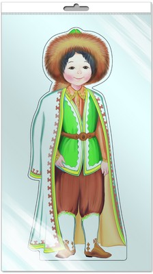 *Ф-9329-П ПЛАКАТ ВЫРУБНОЙ А3 В ПАКЕТЕ. Мальчик в башкирском костюме (с блестками в индивидивидуальной упаковке с европодвесом и клеевым клапаном)