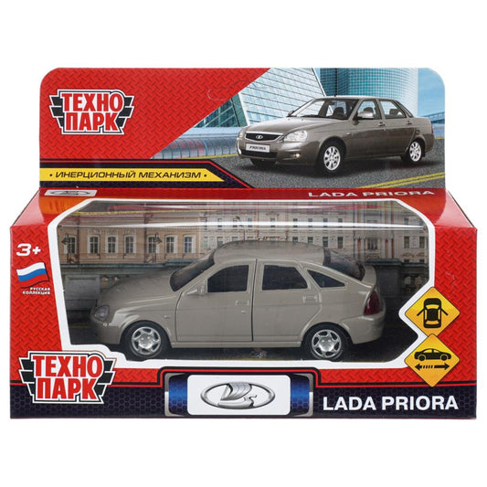 Машина металл LADA PRIORA 12 см, двери, инерц,золотисто-коричневый , Технопарк
