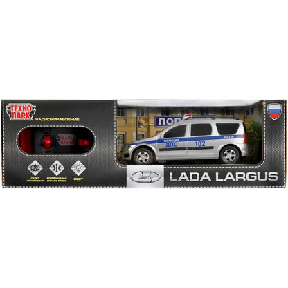 Машина р/у LADA LARGUS ПОЛИЦИЯ 18 см, свет, серебр, кор. Технопарк в кор.2*24шт