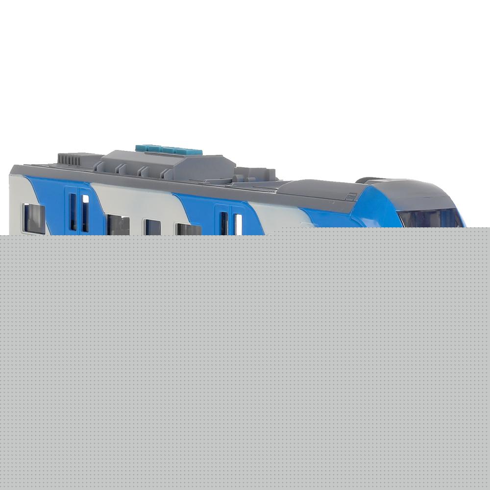 ELTRAINLAST-30PL-BUGY Модель пластик свет-звук СКОРОСТНОЙ ПОЕЗД 32,5 см, двери, 4 кноп, син, кор. Те