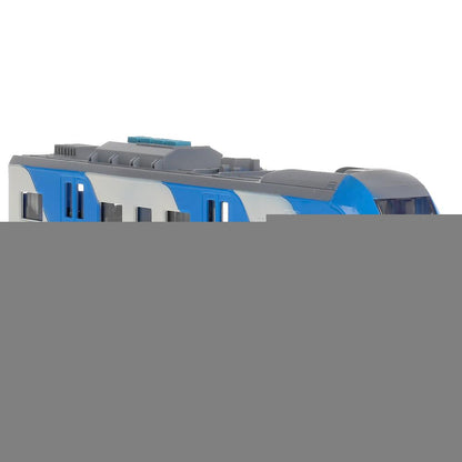ELTRAINLAST-30PL-BUGY Модель пластик свет-звук СКОРОСТНОЙ ПОЕЗД 32,5 см, двери, 4 кноп, син, кор. Те