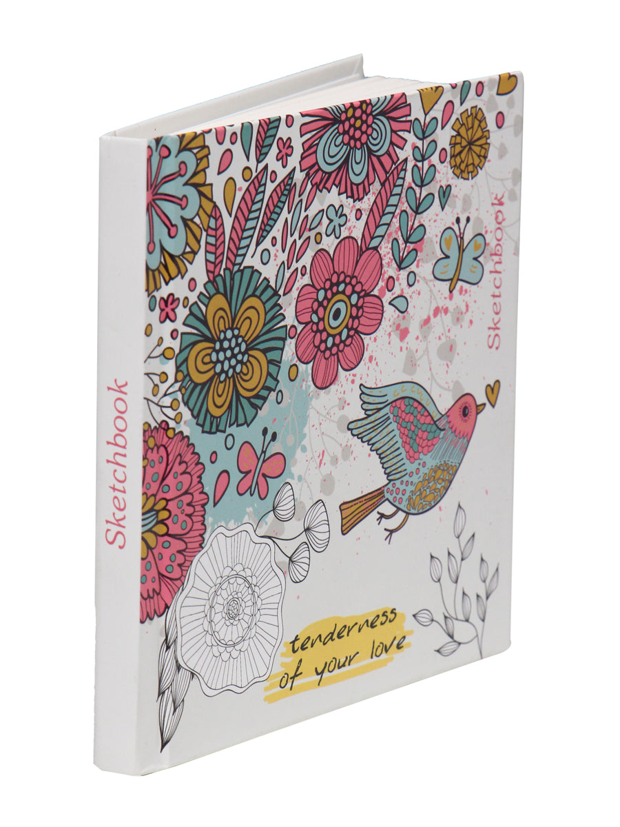 Скетчбук 150х150мм, 80л. ПТИЦА И ЦВЕТЫ, 7Бц, матовая ламинация