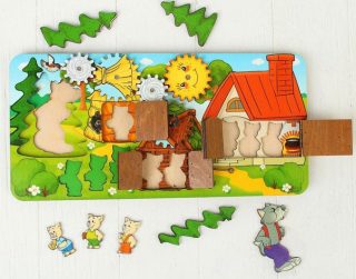 Tableau occupé. Развивающая доска "Три поросенка" art.8012 (37х1,5х18) /16