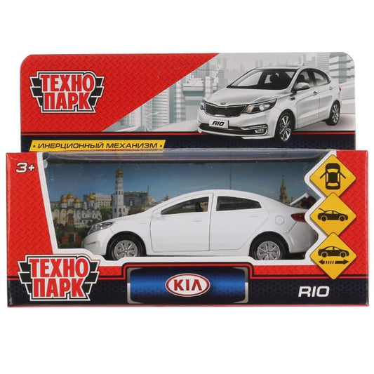 Machine en métal KIA RIO de 12 cm, double, bagage, inerce, blanc, cor. Parc technologique dans le cor.2*36шт