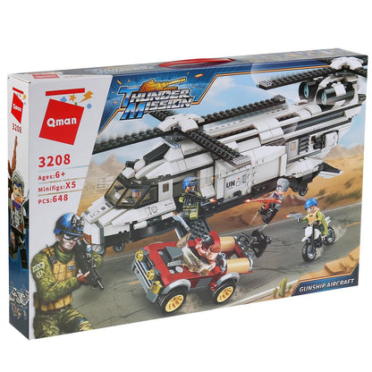 Конструктор пласт. военный вертолет с фигурками и аксесс., 648дет. в кор. в кор.16шт (Р)