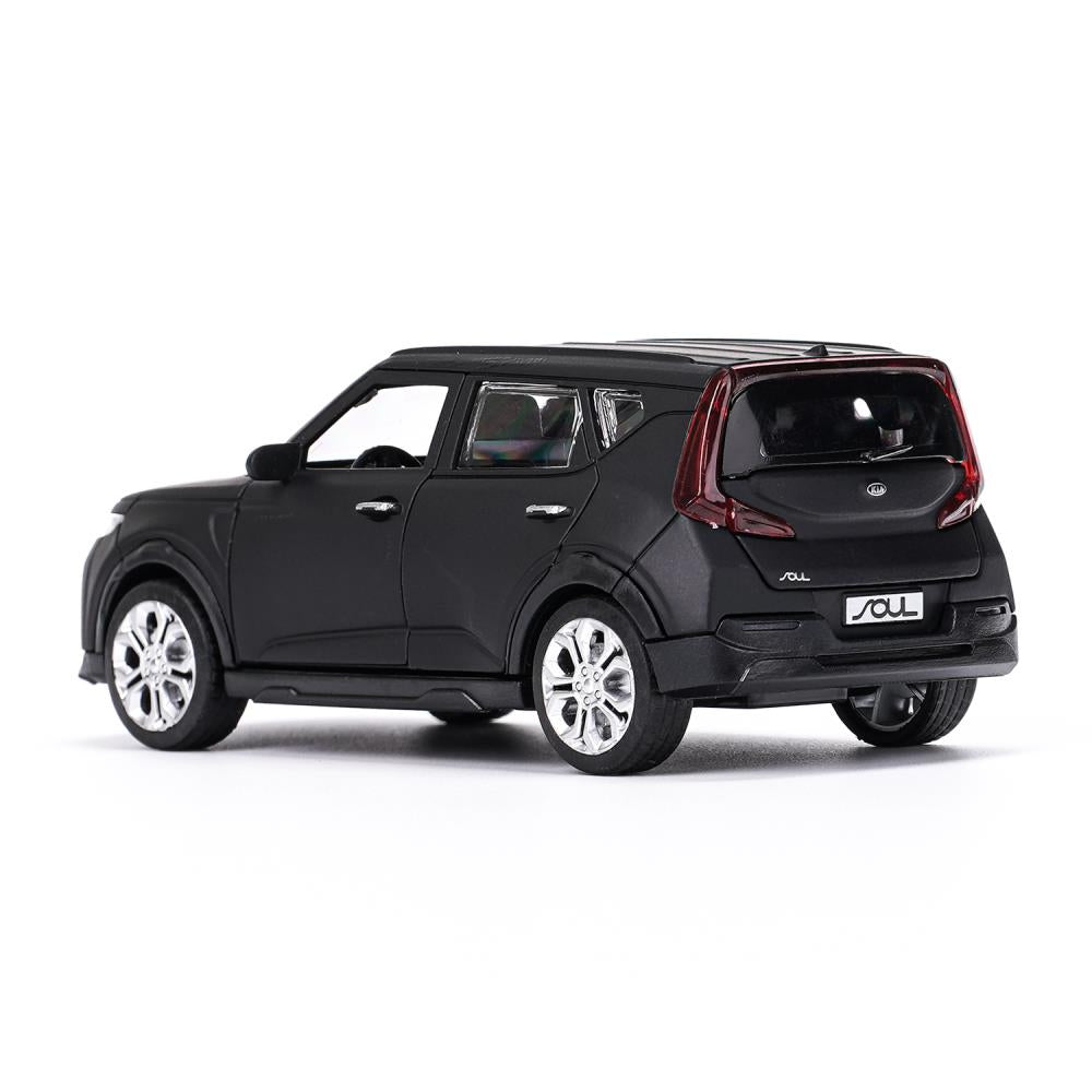 Машина металл свет-звук KIA soul 12 см, двер, инер, черный МАТОВЫЙ, kor. Parc technologique dans le cor.2*36шт