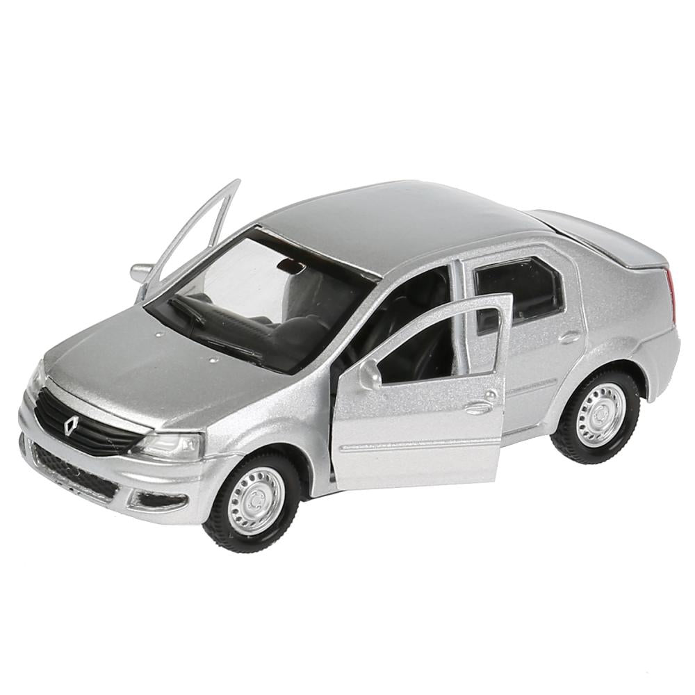Machine en métal "RENAULT LOGAN"12 cm, ouverte. двери, инерц, серебристый, в кор. Parc technologique dans le cor.2*36шт