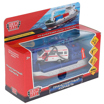 CRANEBOAT-17SLAMB-GAZGY Modèle métal свет-звук ТРАНСПОРТНЫЙ КОРАБЛЬ 17 см, ГАЗЕЛЬ, инерц, kor. Technologie