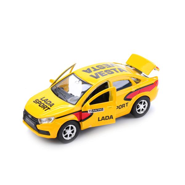 МАШИНА "ТЕХНОПАРК" МЕТАЛЛ. ИНЕРЦ. LADA VESTA SPORT 12СМ, ОТКРЫВ. ДВЕРИ В РУСС. КОР. в кор.2*24шт