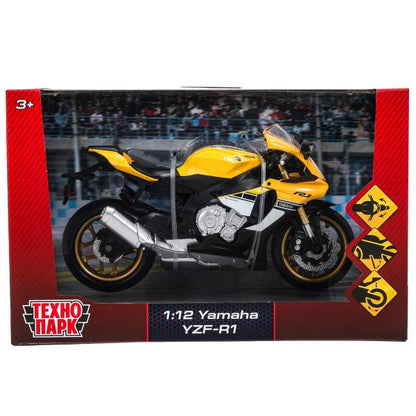 Модель металл yamaha yzf-r1 МОТОЦИКЛ, 17 см, вращающийся руль, подвеска Технопарк в кор.24шт