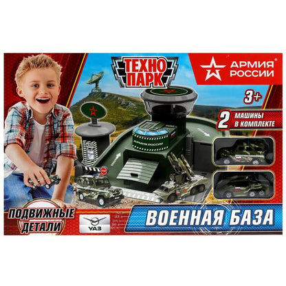 Игрушка пластик UAZ автопарковка база+2 машин.., 2 эт., гар.,лифт,запр.,кор. Технопарк в кор.2*12шт