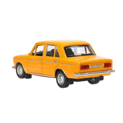 Технопарк. ВАЗ-2106 "Жигули" 13 см, металл, двери, багаж, оранжевый, в кор. арт.2106-132-OR
