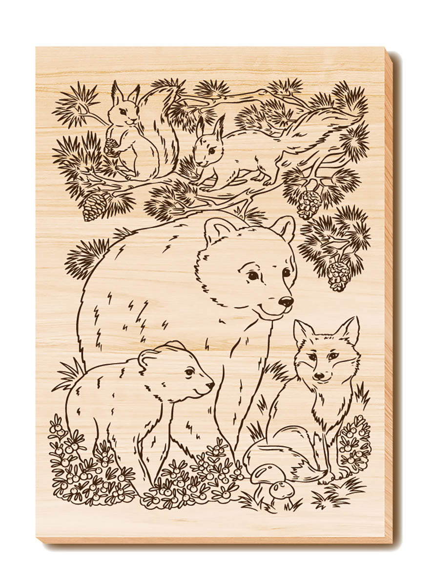 Выжигание. Набор досок для выжигания и росписи "Животный мир" А5, 5 шт