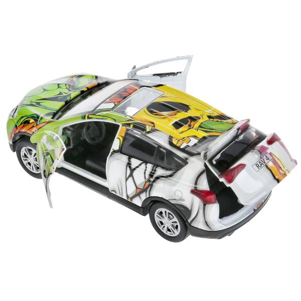 Machine en métal TOYOTA "toyota rav4 графити", dlinna 12cm, inert, dans assortiment. dans le cor.Технопарк dans le cor2*36шт