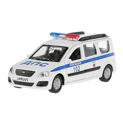 Машина металл LADA Largus полиция 12см, инерц., открыв.двери и багажник в кор. Технопарк в кор2*24шт