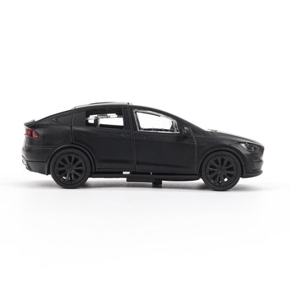 Машина металл свет-звук tesla model x plaid 12 см, двери, черный мат, кор. - в кор.2*36шт