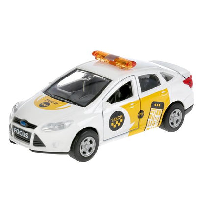 Машина металл FORD Focus такси 12см, инерц., открыв. двери и багажник в кор. Технопарк в кор.2*24шт