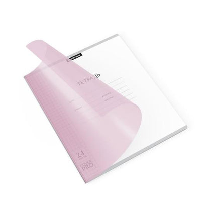 Тетрадь ШУ с пласт. обложкой на скобе ErichKrause Клас CoverPrо Pastel, розовый, А5+, 24 л 56377