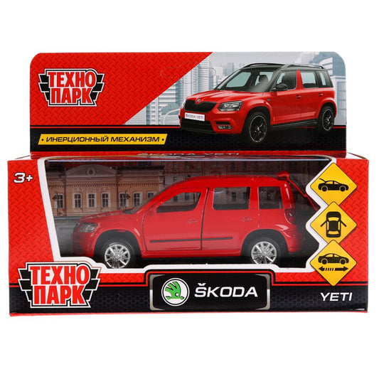 Machine en métal "SKODA YETI", d'une durée de 12 cm, ouverte. двери, инерц, красный, в кор. Parc technologique dans le cor.2*36шт