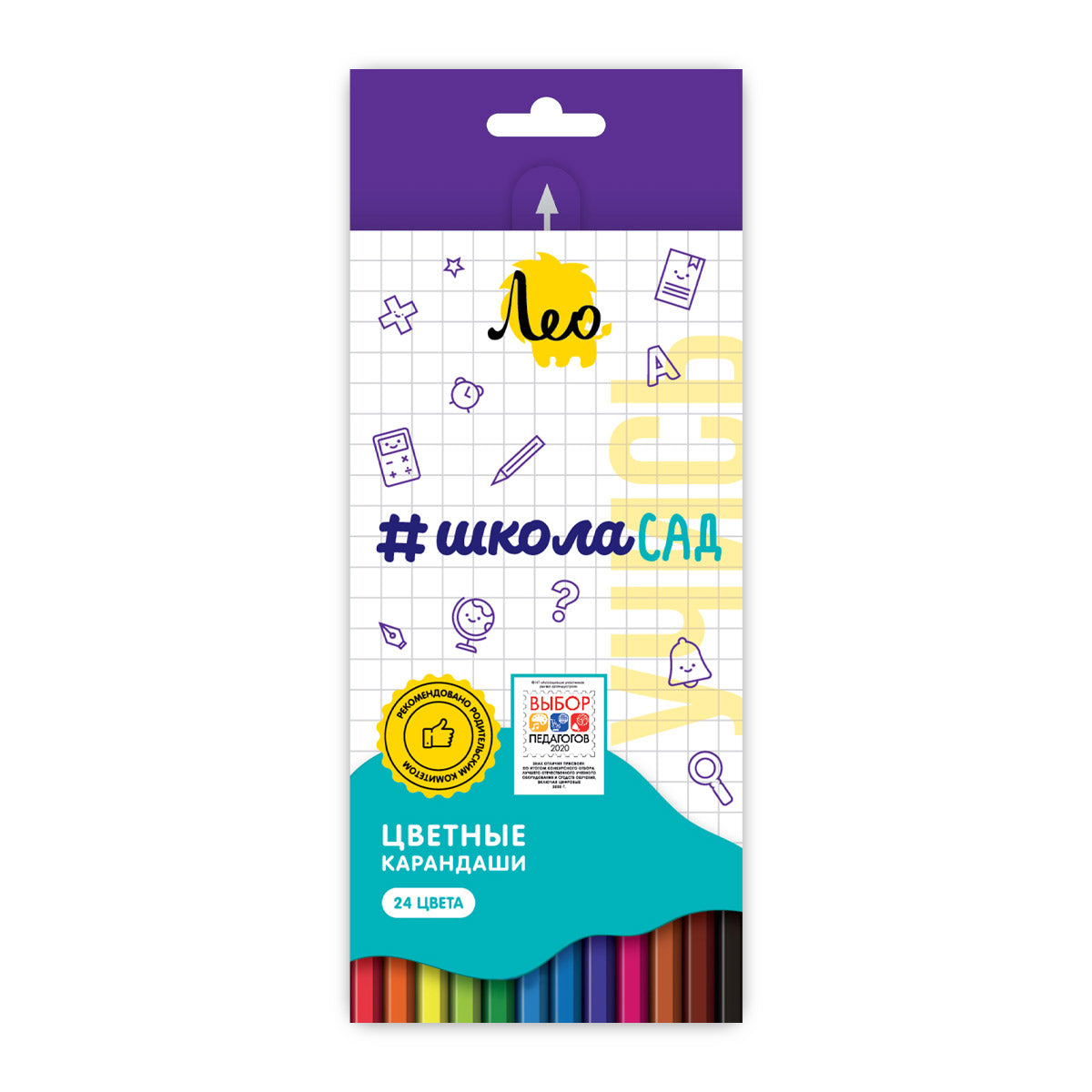 "Лео" "ШколаСад" Набор цветных карандашей LSCP-24 заточенный  24 цв. . LSCP-24