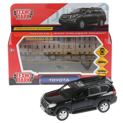 Машина металл "TOYOTA PRADO", длина 12см, открыв. двери, инерц, ЧЁРНЫЙ в кор. Технопарк в кор.2*36шт