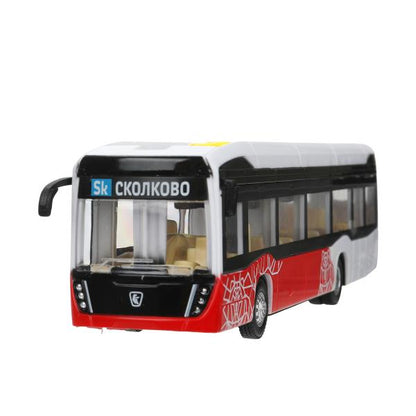 Модель пластик свет-звук ЭЛЕКТРОБУС КАМАЗ-6282 19,5 см,красный, кор. Технопарк в кор.48шт