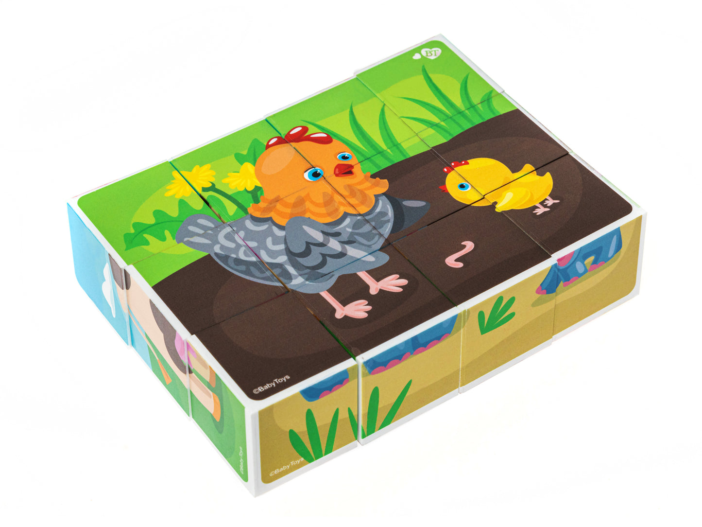 НАБОР ИЗ 12-И КУБИКОВ "МАМА И МАЛЫШ" (БЕЗ ОБКЛЕЙКИ) BABY TOYS в кор.20наб