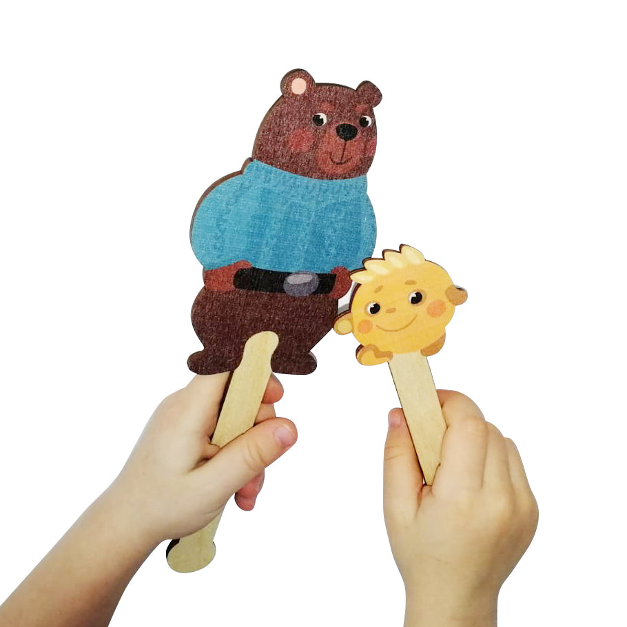 Театр штоковый. Набор кукол и декораций. Любимые сказки. "Репка", "Курочка Ряба", "Страшный Пых"