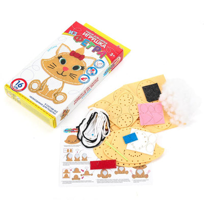 Игрушка из фетра милый котенок МУЛЬТИ АРТ в кор.66шт