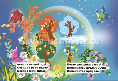 Времена года. Recherche littéraire pour les enfants. 12 pièces. (Carton, 108*150мм)
