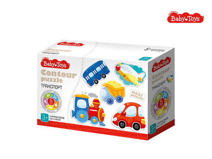 Пазлы контурные "Транспорт" Baby Toys (5 карт. 15 эл)
