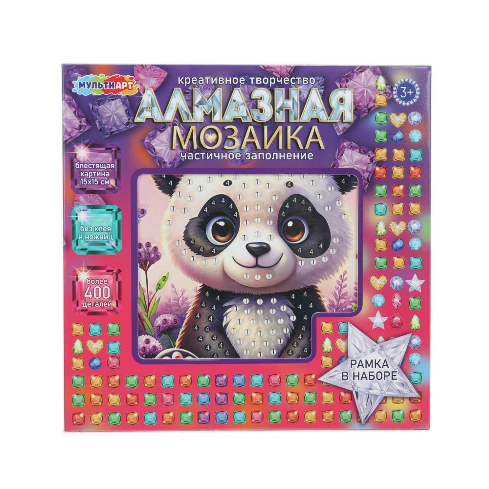 Алмазная мозаика 15*15, в коробке, Пандочка МУЛЬТИ АРТ в кор.48шт