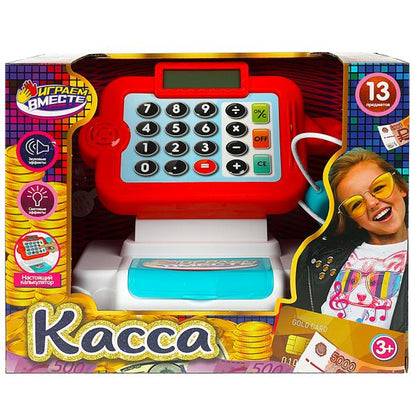 Касса свет-звук, калькулятор, кор.24*19,5*14,5см ИГРАЕМ ВМЕСТЕ в кор.2*18шт