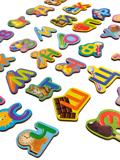 АЗБУКА ДЕРЕВЯННАЯ НА МАГНИТАХ в кор.14шт