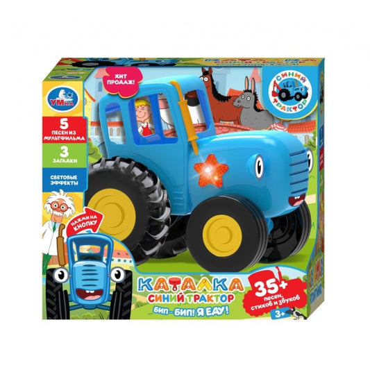 Каталка СИНИЙ ТРАКТОР 35+ песен,стихов,звуков.пластик.свет.кор.бат. Умка в кор.72шт