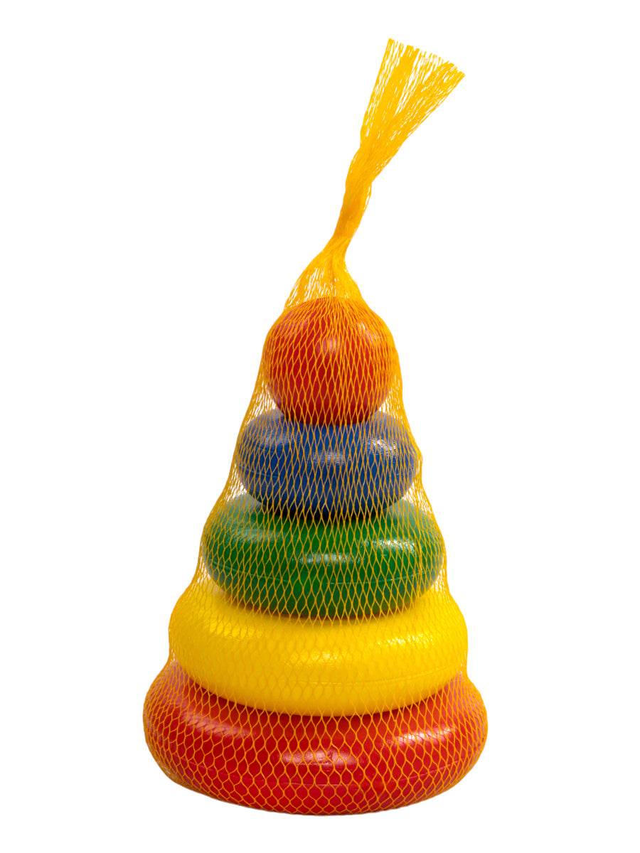 Пирамидка Малышок - 4 кольца шар из выдувной пластмассы 17см