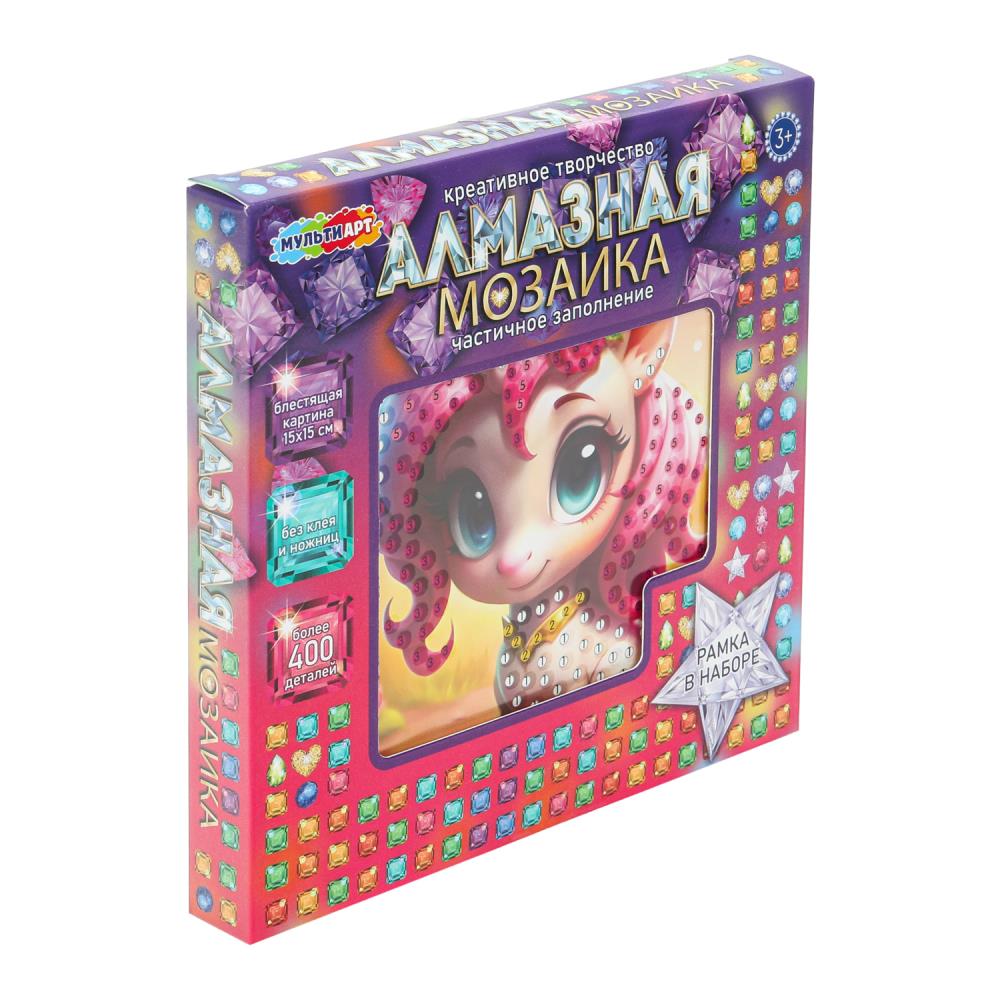 Алмазная мозаика 15*15, в коробке, единорожка МУЛЬТИ АРТ в кор.48шт