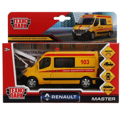 Machine en métal RENAULT MASTER РЕАНИМАЦИЯ 14 см, double, nez, инерц, кор. Parc technologique dans le cor.2*32шт