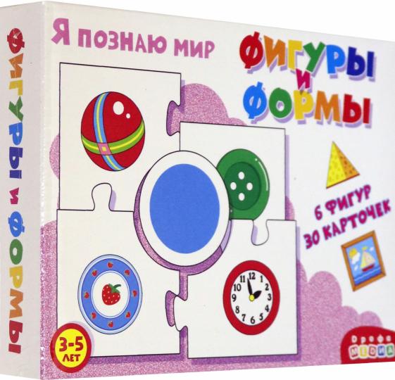 Игра настольная Я познаю мир. Фигуры и формы, 6 фигур и 36 карточек