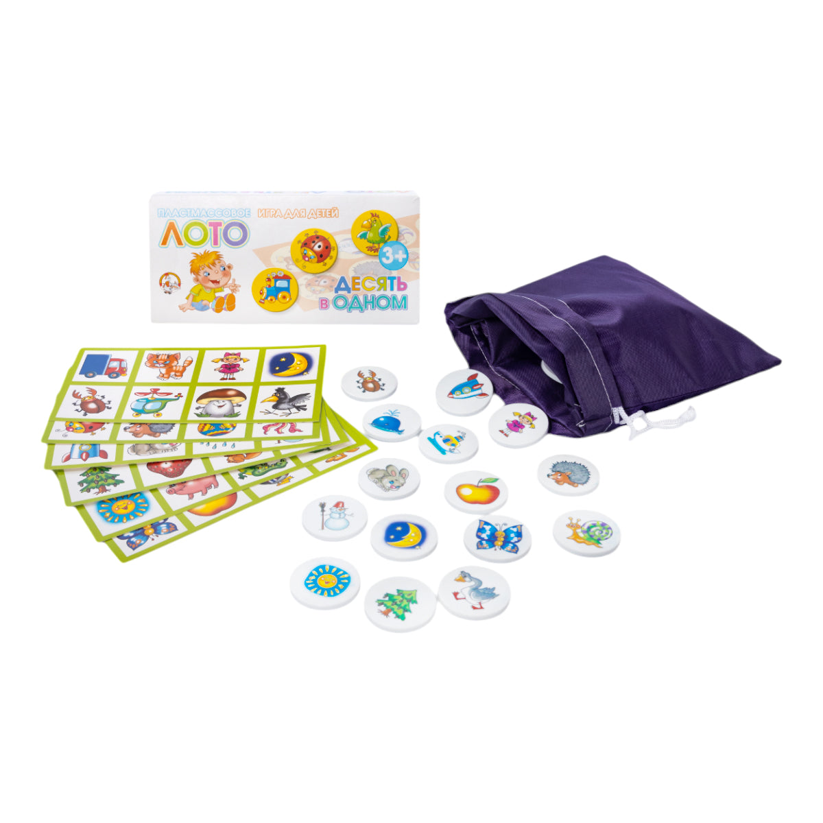 Лото пластмассовое "Десять в одном" мал.
