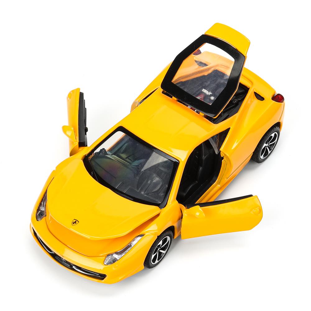 Модель металл звук ferrari 458 italia 14 см, двери, багажник. инерция кор. Технопарк в кор.2*48шт