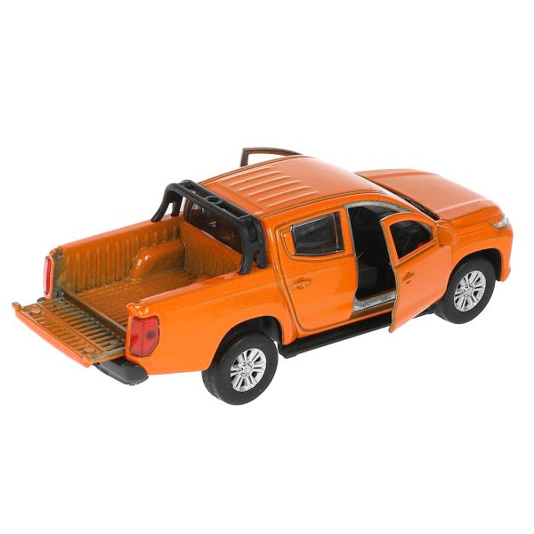 Машина металл "mitsubishi l200 pickup" дл 13 см, откр дв, багаж, инерц, оранжевый, в кор. Технопарк
