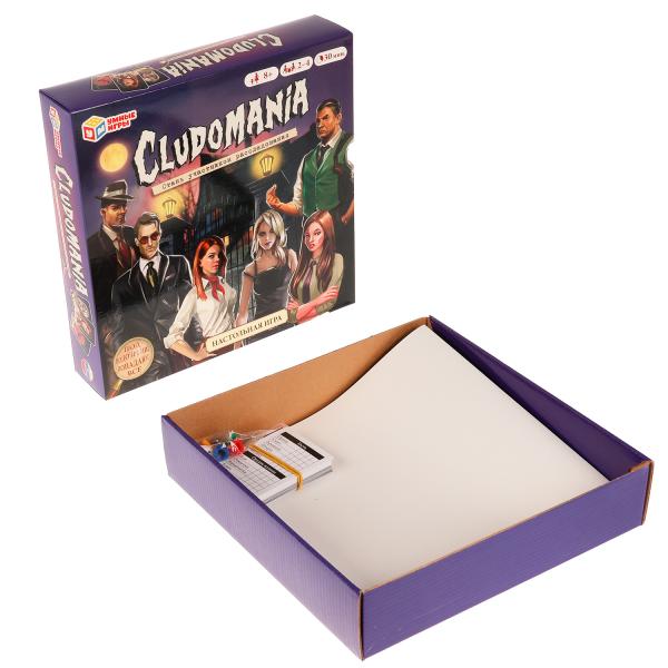 Cludomanie. Настольная игра-ходилка квадрат. 40 cartes. 250х250х55mm. Умные игры в кор.10шт